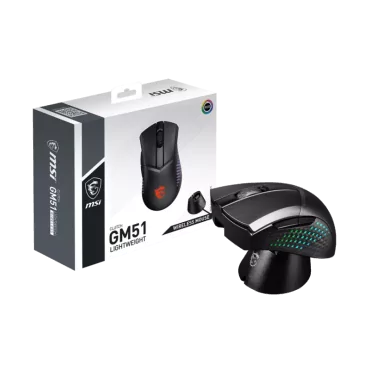 MSI CLUTCH GM51 LIGHTWEIGHT WIRELESS souris Jouer Droitier RF Wireless + Bluetooth + USB Type-C Optique 26000 DPI-La Halle Infor