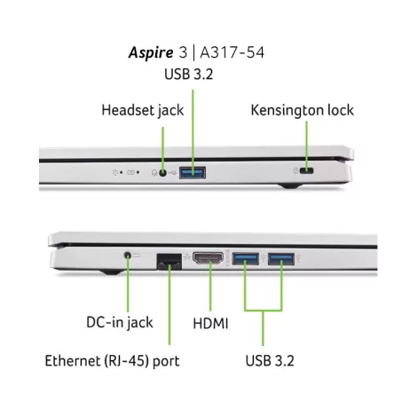 Acer Aspire 3 A317-54 Intel® Core? i3 i3-1215U Ordinateur portable 43,9 cm (17.3") Full HD 8 Go DDR4-SDRAM 512 Go SSD Wi-Fi 5 (8