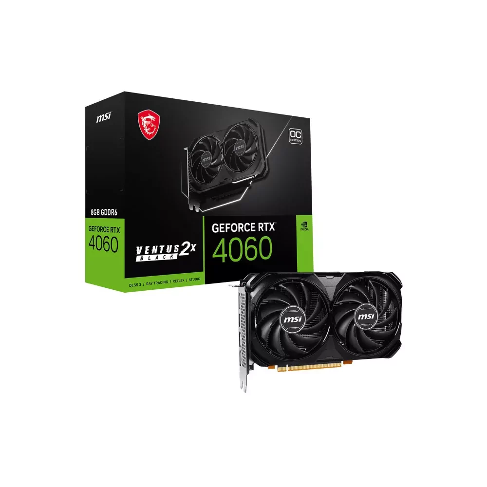 MSI VENTUS GEFORCE RTX 4060 2X BLACK 8G OC carte graphique NVIDIA 8 Go GDDR6-La Halle Informatique-[product_reference]