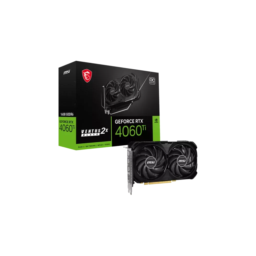 MSI VENTUS GEFORCE RTX 4060 TI 2X BLACK 16G OC carte graphique NVIDIA 16 Go GDDR6-La Halle Informatique-[product_reference]