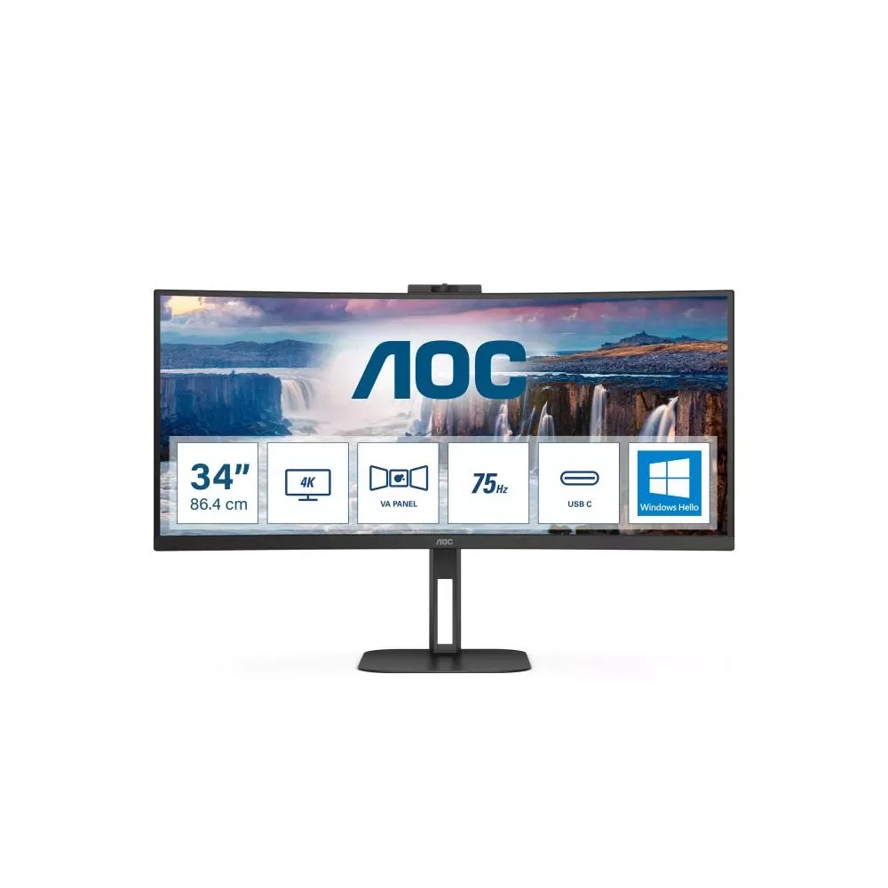 AOC V5 CU34V5CW/BK LED display 86,4 cm (34") 3440 x 1440 pixels Wide Quad HD Noir-La Halle Informatique-[product_reference]