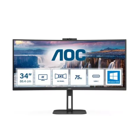 AOC V5 CU34V5CW/BK LED display 86,4 cm (34") 3440 x 1440 pixels Wide Quad HD Noir-La Halle Informatique-[product_reference]